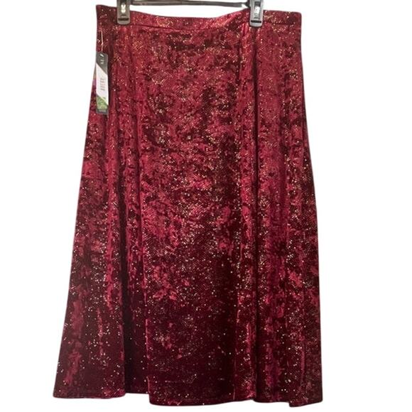 Lularoe Elegant Womens Red/Maroon Velvet Gold Glitter Comfortable Pocket Maxi - Picture 2 of 8